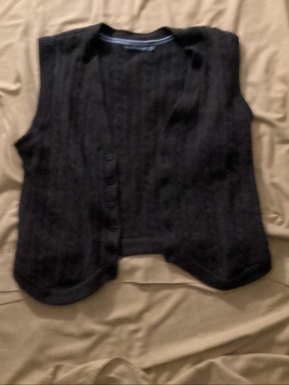 Modern Amusement Black Cable-Knit Button Vest